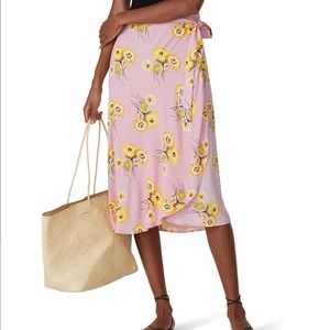 Madewell Midi Wrap Skirt Pink and Yellow Floral Size 0